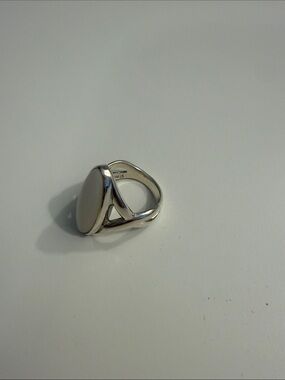 Sterling Silver White Oval Signet Ring